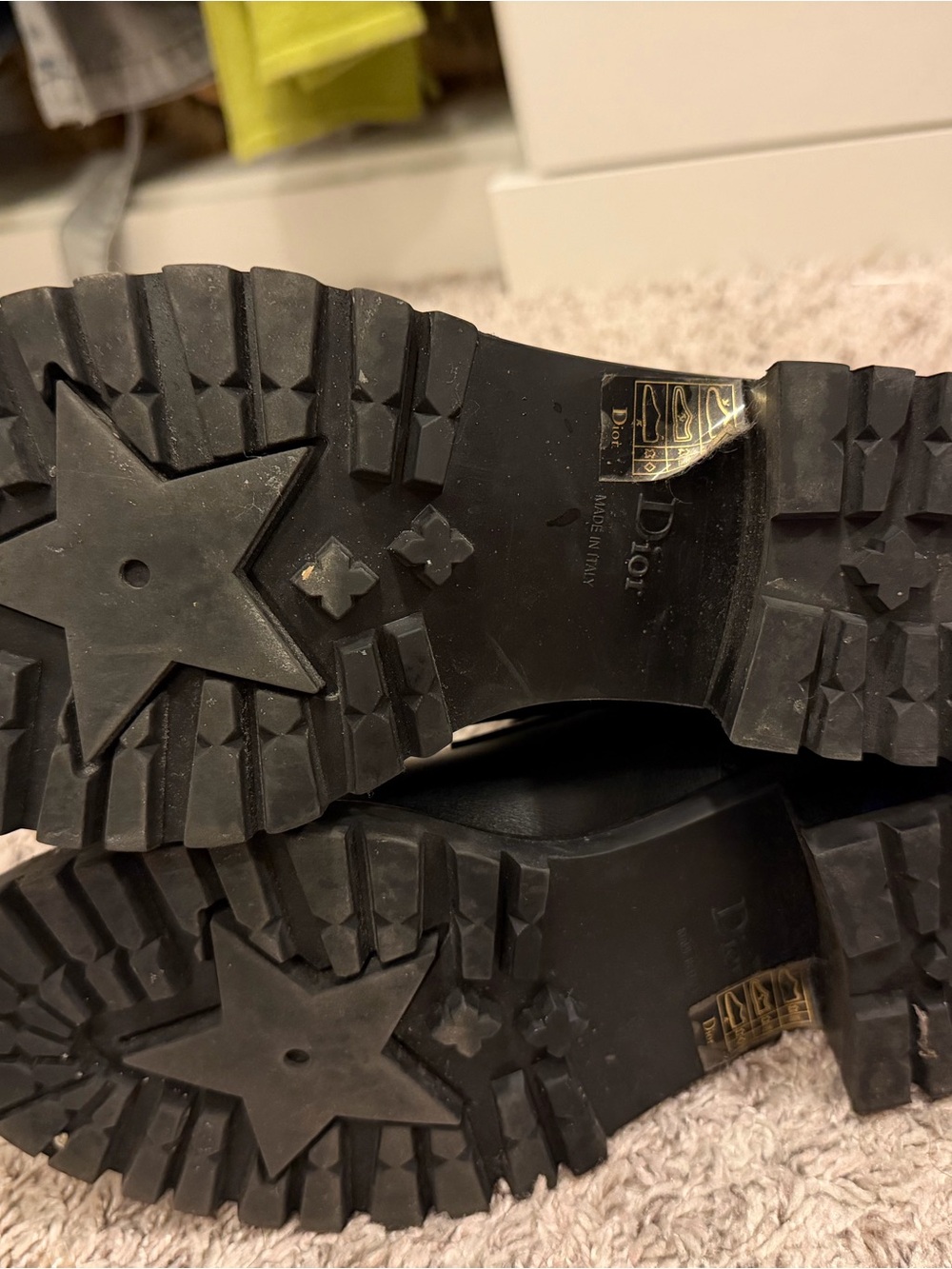 Dior Black and Cream Lace-Up Moto Combat Boots - Picture 3 of 3
